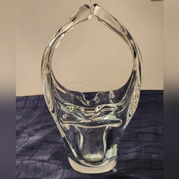 Vintage Italy Murano Crystal Art Glass Basket With‎ Split Handle - Picture 1 of 11